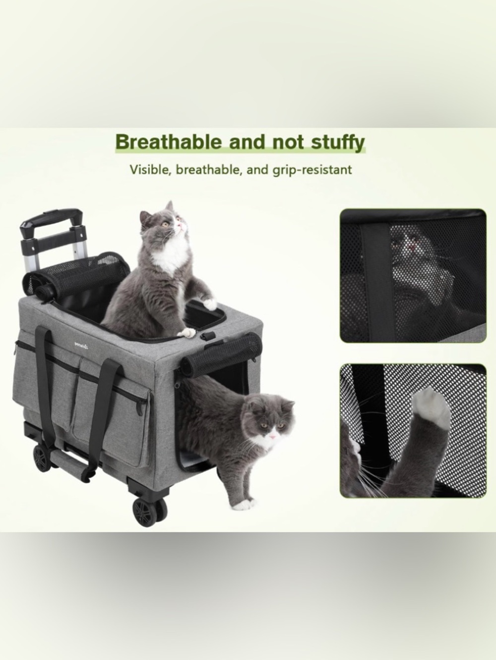 Pecute Carrier Tote with Wheels for Small Pets- New - Picture 2 of 6
